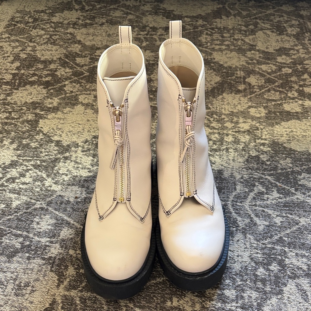 Coach Women's Cream Combat Boots